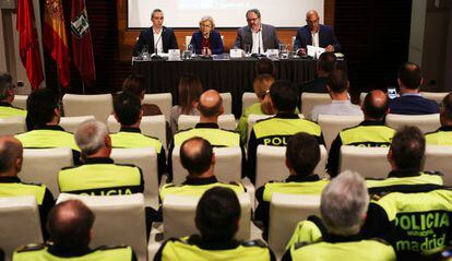 Manuela Carmena durante la presentación del nuevo Plan Director de la Policía Municipal.