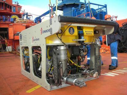 El robot ROV Comanche, de Salvamento Marítimo, este domingo, en Santander.