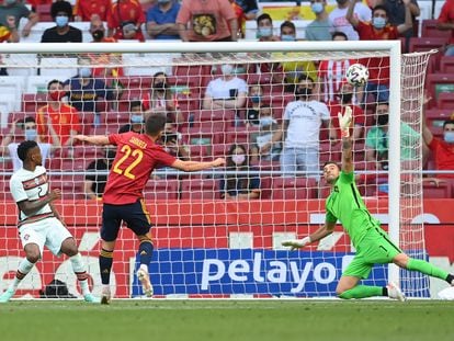 Pablo Sarabia se pierde el gol de España en el amistoso ante Portugal.