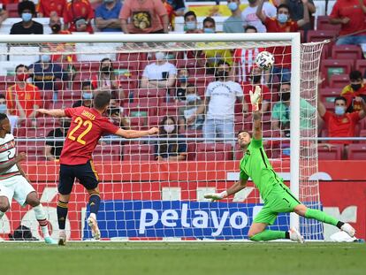 Pablo Sarabia se pierde el gol de España en el amistoso ante Portugal.