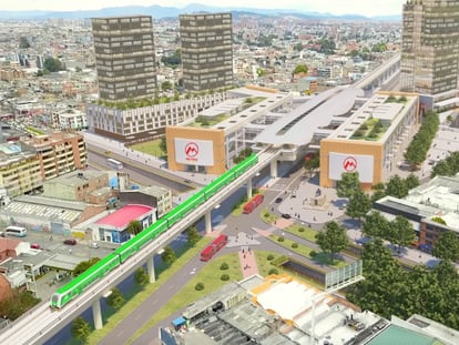 'Render' del metro elevado en Bogotá, diciembre de 2022.