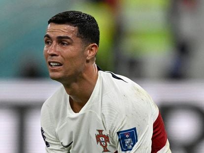 Cristiano Ronaldo después de que su equipo perdiera en cuartos de final, el 10 de diciembre.