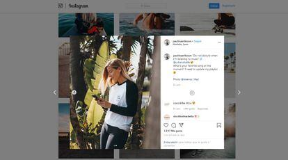 Foto de la ‘instagrammer’ Paulina Eriksson que ha dado lugar al informe de Autocontrol. 
