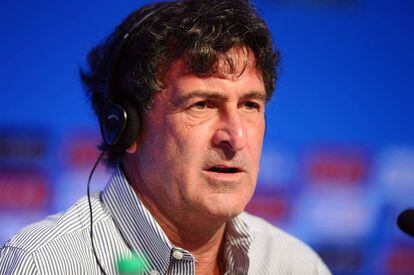 Mario Kempes durante una rueda de prensa en 2013.