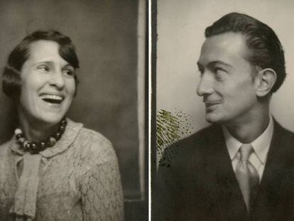 Autoretrats de Gala i Dalí en un fotomaton, el 1929.