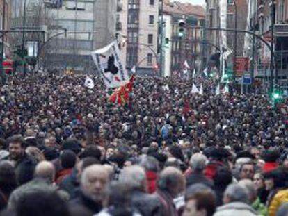 La multitudinaria manifestaci&oacute;n celebrada el s&aacute;bado en Bilbao. 