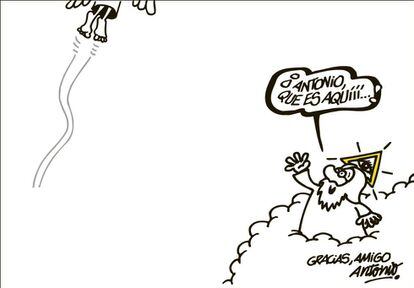 Forges també ha utilitzat les seves vinyetes com a obituaris. Aquest és el dibuix que li va dedicar a Antonio Mingote, que va morir el 3 d'abril del 2012.