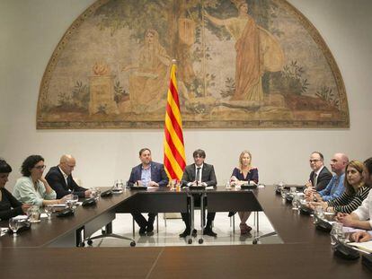 Reuni&oacute;n de los partidos miembros del Pacto para el Refer&eacute;ndum de Catalu&ntilde;a.