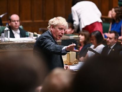 El primer ministro británico, Boris Johnson, en la Cámara de los Comunes, el 15 de junio.