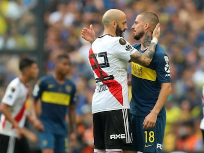 Piniola (i) y Benedetto, tras el partido.