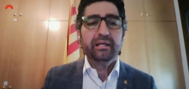 El consejero de Políticas Digitales y Administración Pública, Jordi Puigneró, durante su intervención este lunes.