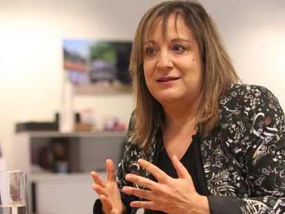 La presidenta del grupo de los socialistas europeos en la Eurocámara, la española Iratxe García, en su despacho en Bruselas.