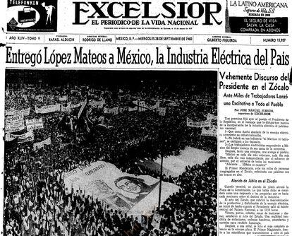 Primera plana del 'Excélsior' del 28 de septiembre de 1960.