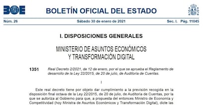 Captura de la norma publicada en el BOE.