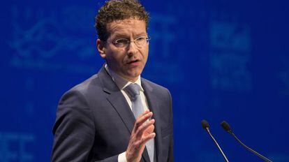 Dijsselbloem, en su intervención en Hong Kong.