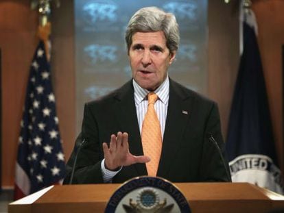 El secretario de Estado, John Kerry, durante la conferencia de prensa.