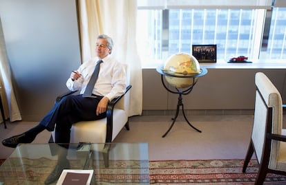 Jamie Dimon, presidente ejecutivo de JPMorgan Chase, enuna imagen de archivo, en su oficina de Nueva York.