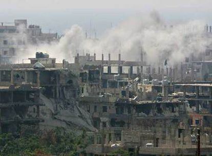 Aspecto que presentaba ayer el campo de refugiados de Naher el Bared, fuertemente bombardeado por la artillería libanesa.