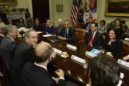 Barack Obama se re&uacute;ne con directivos de empresas tecnol&oacute;gicas en la Casa Blanca.