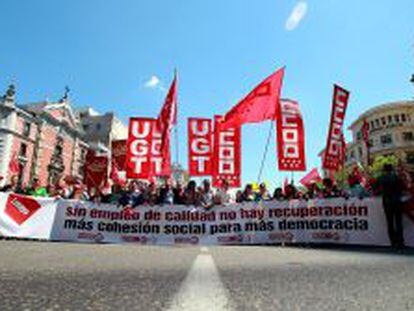 Manifestación del Primero de mayo, hoy en Madrid.