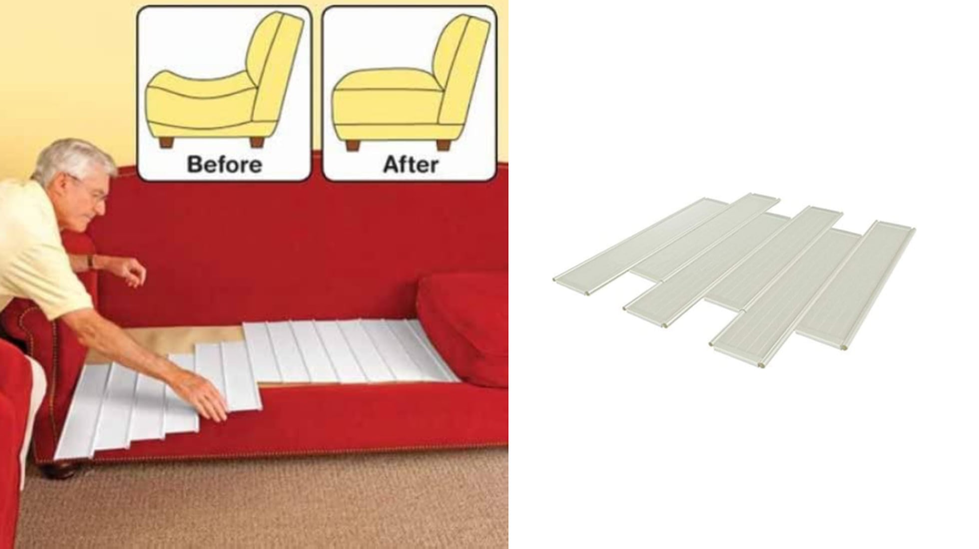 Soporte de cojín de sofá resistente para asiento caído de 20.5 x 67  pulgadas, grueso de madera maciza para sofá debajo de los cojines, fija y  protege