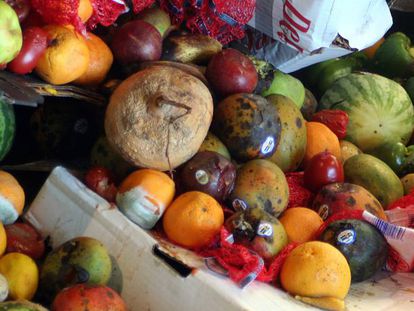 Frutas y verduras desperdiciadas.