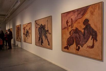 Cuatro de las obras que Luis Claramunt realizó en Marrakech en 1986 que se pueden ver en la exposición de la Fundación Vila Casas.