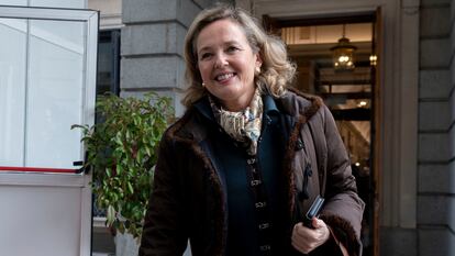 La vicepresidenta económica Nadia Calviño, durante el acto de homenaje a la Constitución.