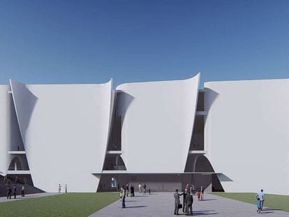 Una de las fachadas ondulantes del proyecto de Toyo Ito para el Hermitage de Barcelona.