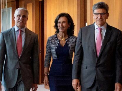 Andrea Orcel, Ana Botín y Jose Antonio Alvarez, en una imagen de archivo. 