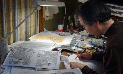 Taniguchi en su estudio en Tokio en 2012.