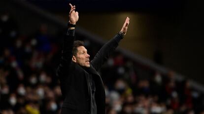 Simeone, durante un partido del Atlético de Madrid de esta temporada.