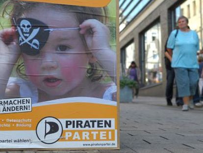 Cartel electoral del Partido Pirata alem&aacute;n Thuringia, en 2009. 