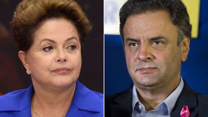 Los dos candidatos a la presidencia, Dilma Rousseff y Aécio Neves.