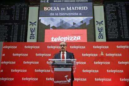 El presidente de Telepizza, Pablo Juantegui, en la salida a Bolsa