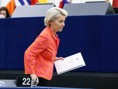 Ursula von der Leyen en el Parlamento Europeo en Estrasburgo el pasado 6 de julio.