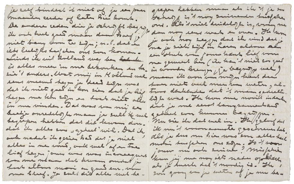 Carta de Piet Mondrian escrita en 1919 a su novia.