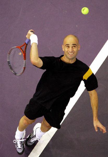 André Agassi, durante su partido ante Safin.