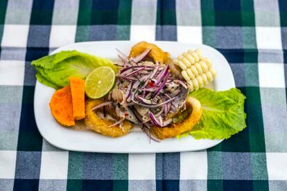 Ceviche de corvina. 