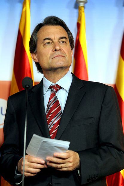 El líder de CiU, Artur Mas, durante una rueda de prensa.