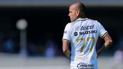 Dani Alves en el Pumas, en una imagen del 8 de enero.