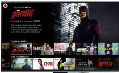 El servei de Netflix integrat a Vodafone TV.