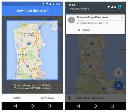 Mapa de San Francisco en un móvil Android.