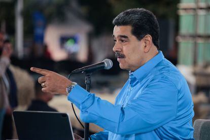   Photograph provided by the Miraflores press where the president of Venezuela, Nicolás Maduro, is observed during an act, on Wednesday, in Caracas (Venezuela).