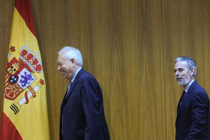 El ministro de Exteriores espa&ntilde;ol, Jos&eacute; Manuel Garc&iacute;a-Margallo, y el de Brasil, Antonio Patriota, el 16 de mayo en Brasilia. 