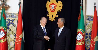 Desde la izquierda, el Aga Khan y el presidente de Portugal, Marcelo Rebelo de Sousa, en el palacio lisboeta de Belém.