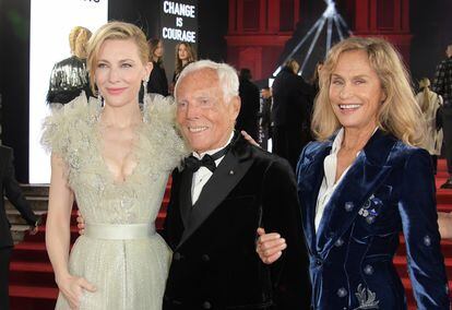 Cate Blanchett, Giorgio Armani y Lauren Hutton en la edición de 2019.