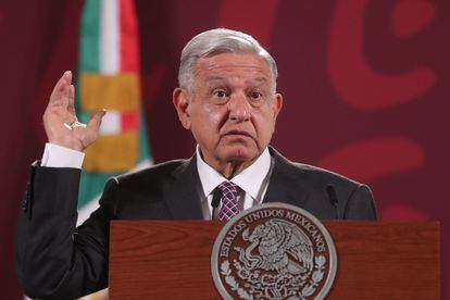 El presidente López Obrador, en conferencia de prensa este lunes en Palacio Nacional.