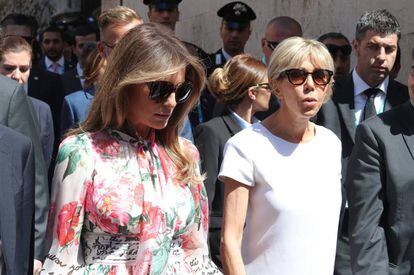 La primera dama de EE UU y, a la derecha, Brigitte Trogneux, en un acto durante la reunión del G7 en Taormina el pasado 27 de mayo.