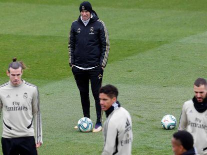 Zidane, en el último entrenamiento en Valdebebas.